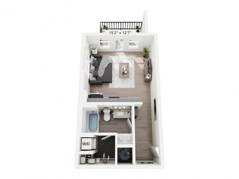 Floor plan for studio, 1 bath, 472 sqft
